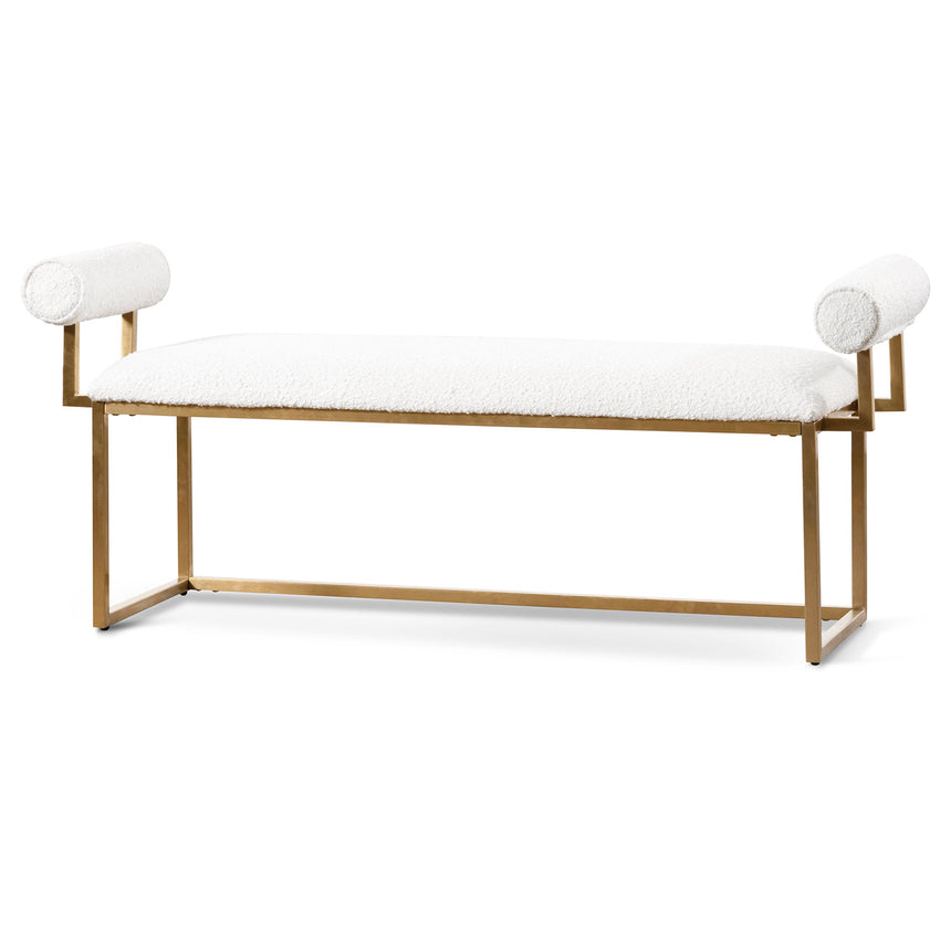 CLC6771-BS Ivory White Boucle Bench - Brushed Gold Base
