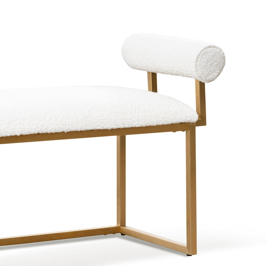 CLC6771-BS Ivory White Boucle Bench - Brushed Gold Base