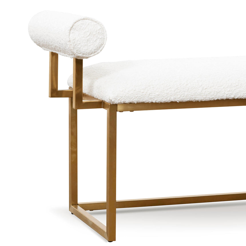 CLC6771-BS Ivory White Boucle Bench - Brushed Gold Base