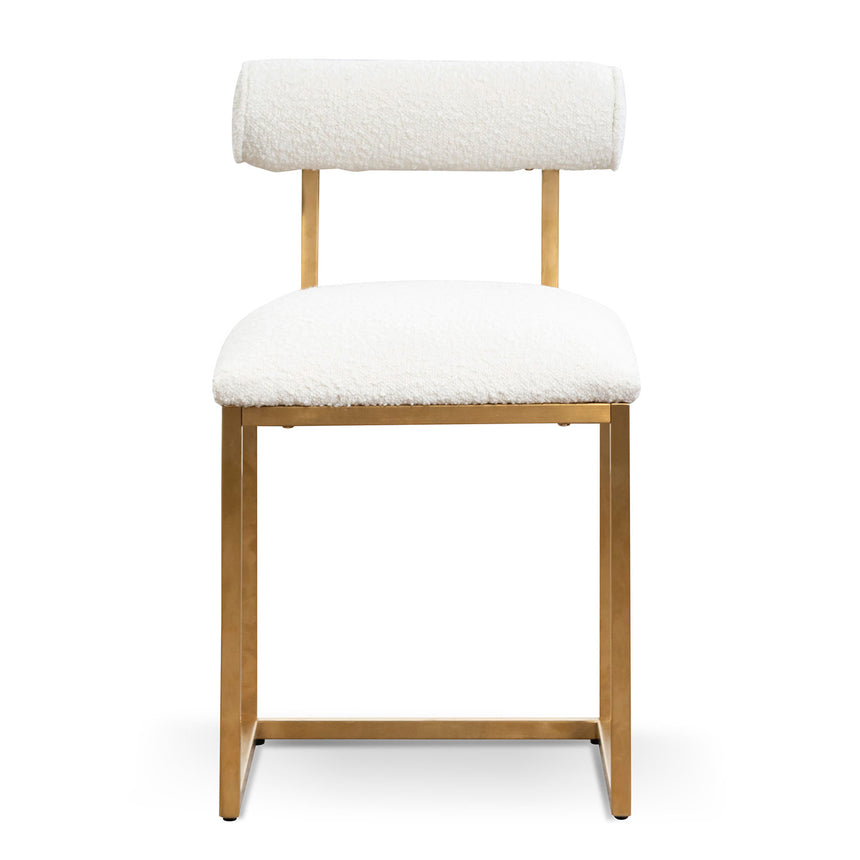 CLC6772-BS Ivory White Boucle Occasional Chair - Brushed Gold Base