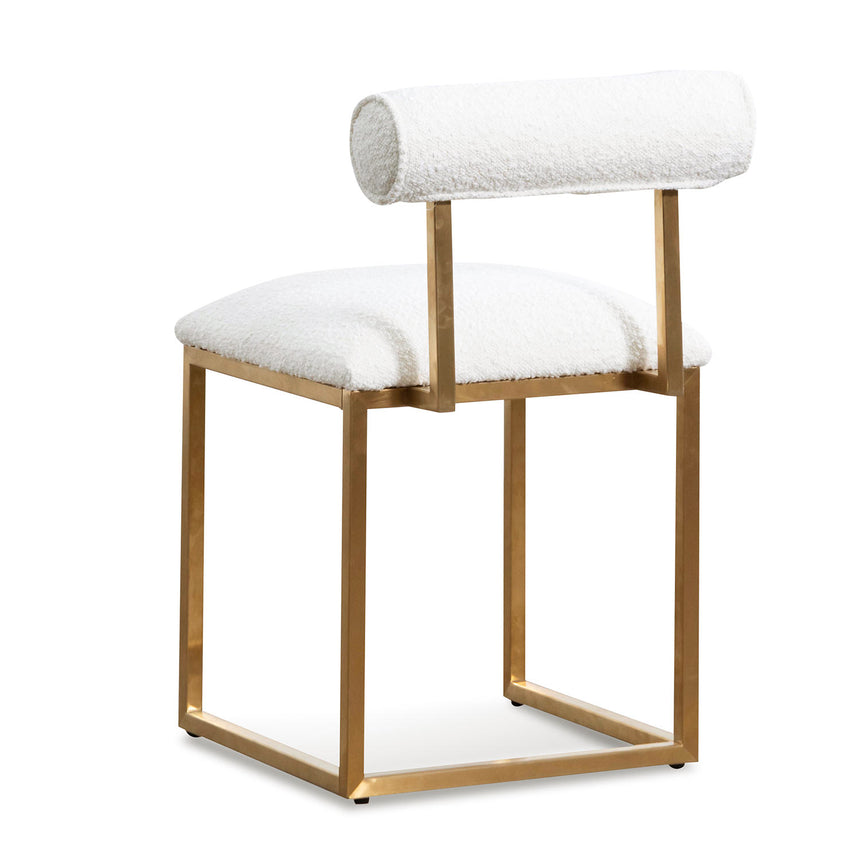 CLC6772-BS Ivory White Boucle Occasional Chair - Brushed Gold Base