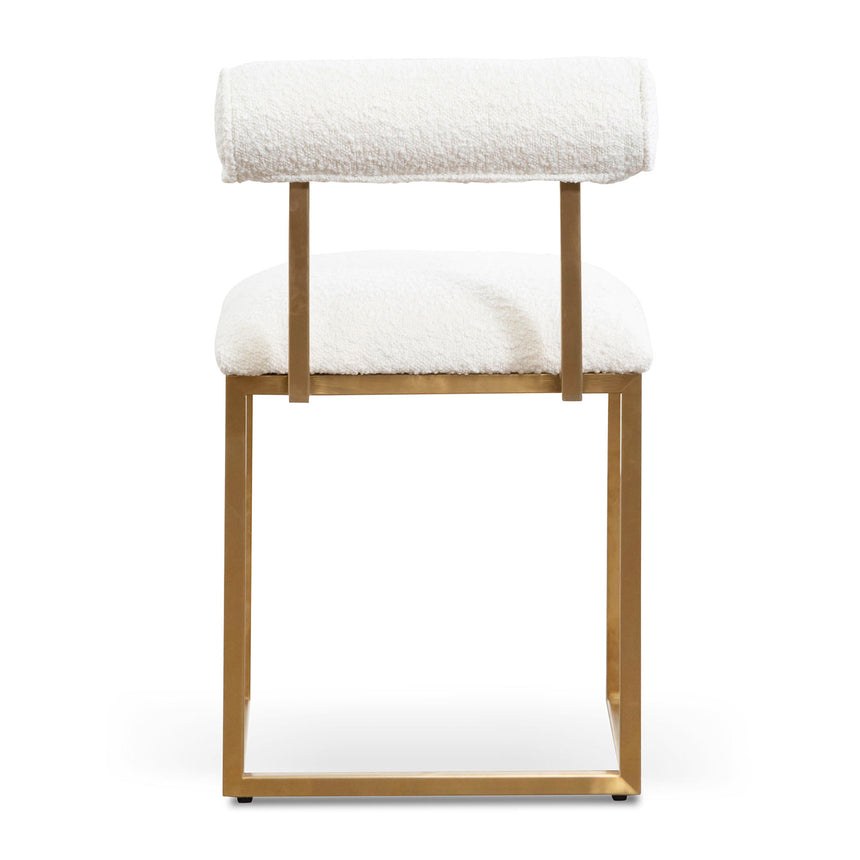 CLC6772-BS Ivory White Boucle Occasional Chair - Brushed Gold Base