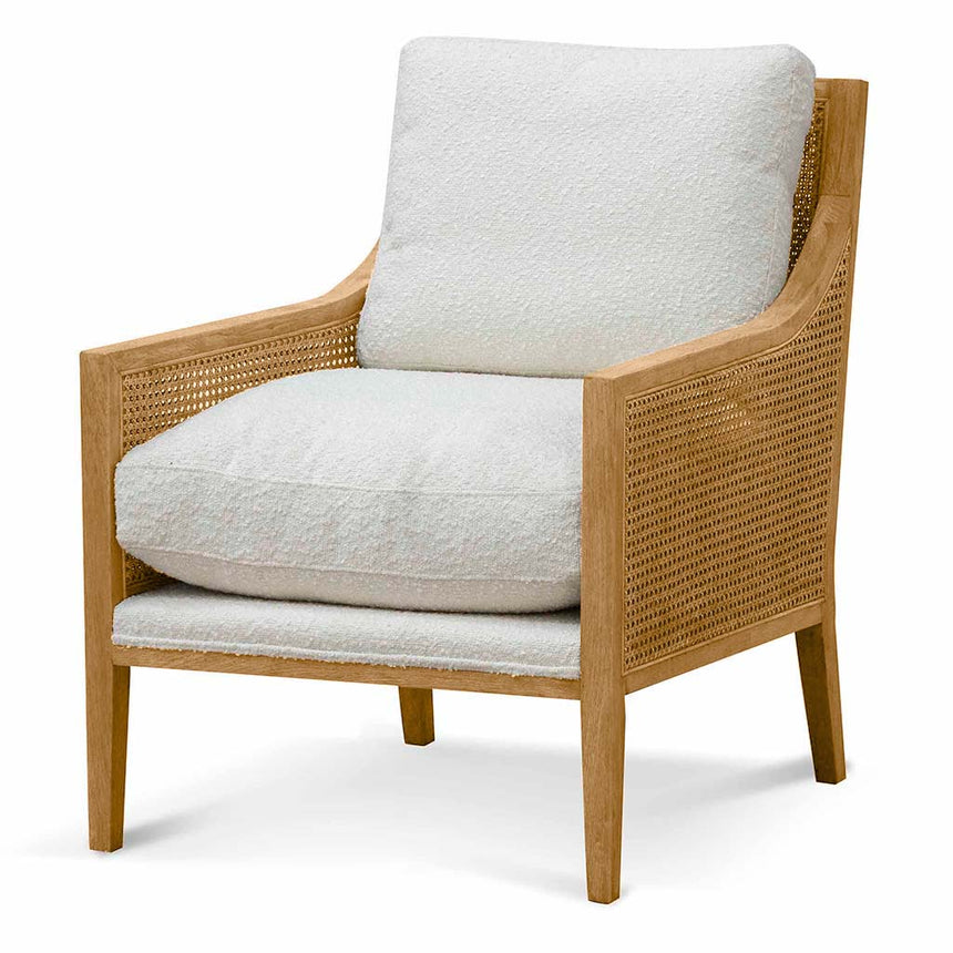 CLC6810-CH Rattan Arm Chair - Ivory White Boucle