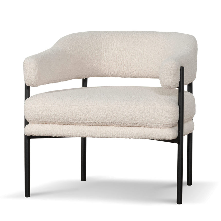 CLC8113-CA Ivory White Boucle Armchair - Natural Legs