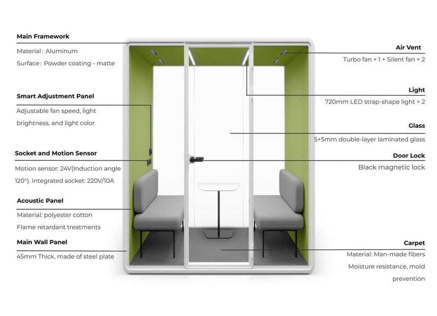 Evolve 2 Person Slim Large Meeting Pod - White by Humble Office