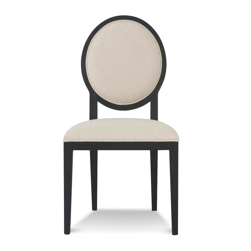 CDC8012-LJ Light Beige Fabric Dining Chair - Black Frame (Set of 2)
