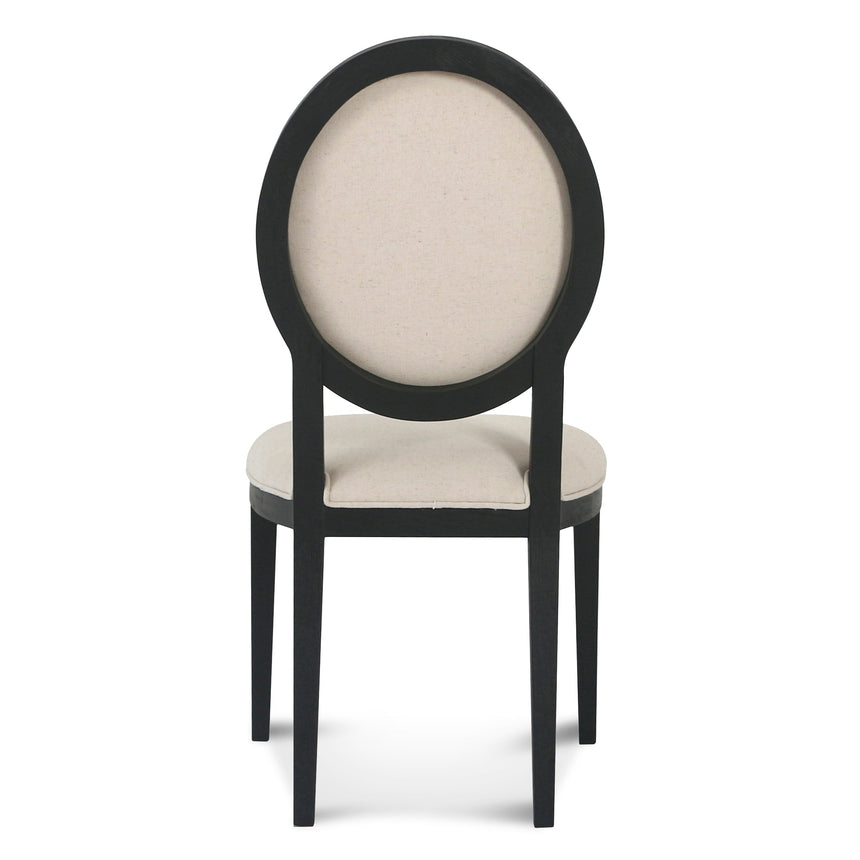 CDC8012-LJ Light Beige Fabric Dining Chair - Black Frame (Set of 2)