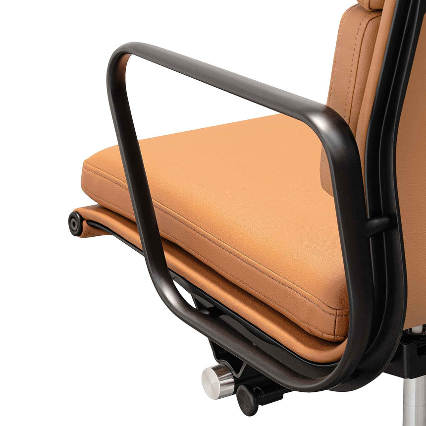 COC6404-YS Low Back Office Chair - Saddle Tan in Black Frame