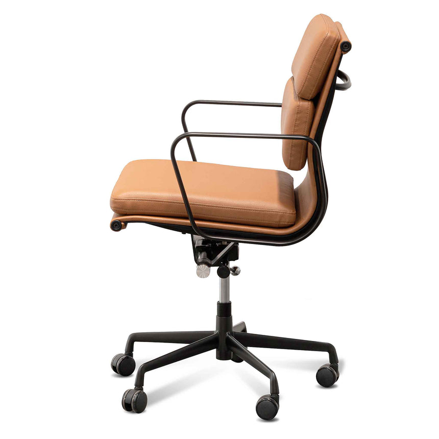 COC6404-YS Low Back Office Chair - Saddle Tan in Black Frame
