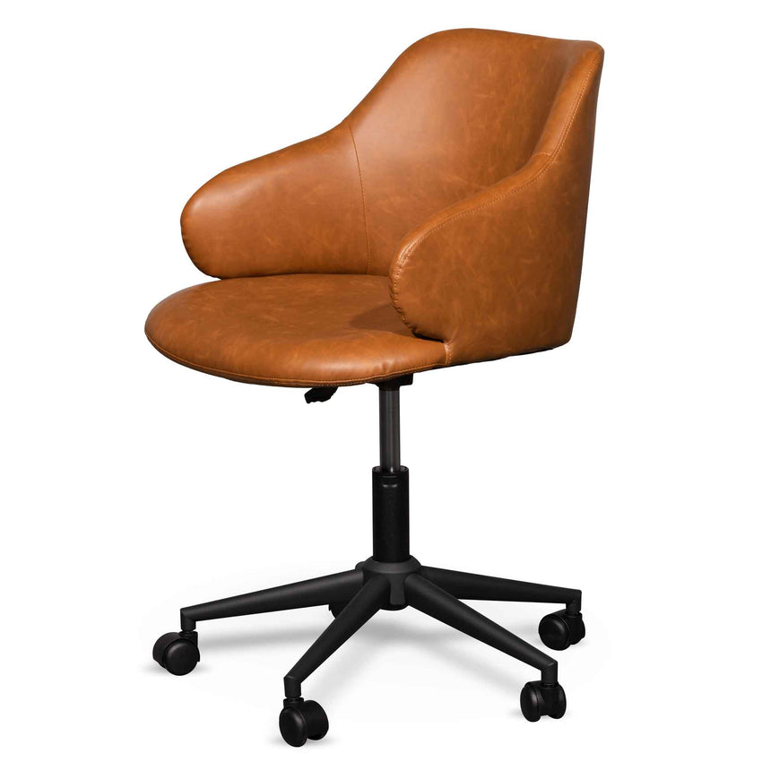 COC6403-YS Low Back Office Chair - Saddle Tan in Black Frame