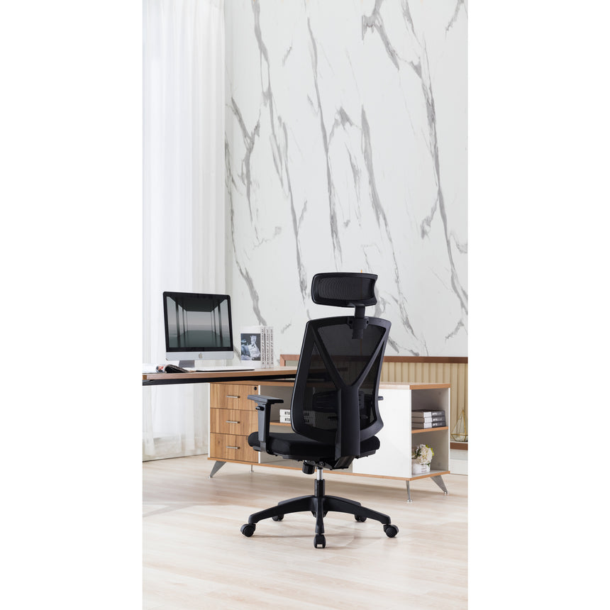 COC8256-UN Mesh Ergonomic Office Chair with Headrest - Black