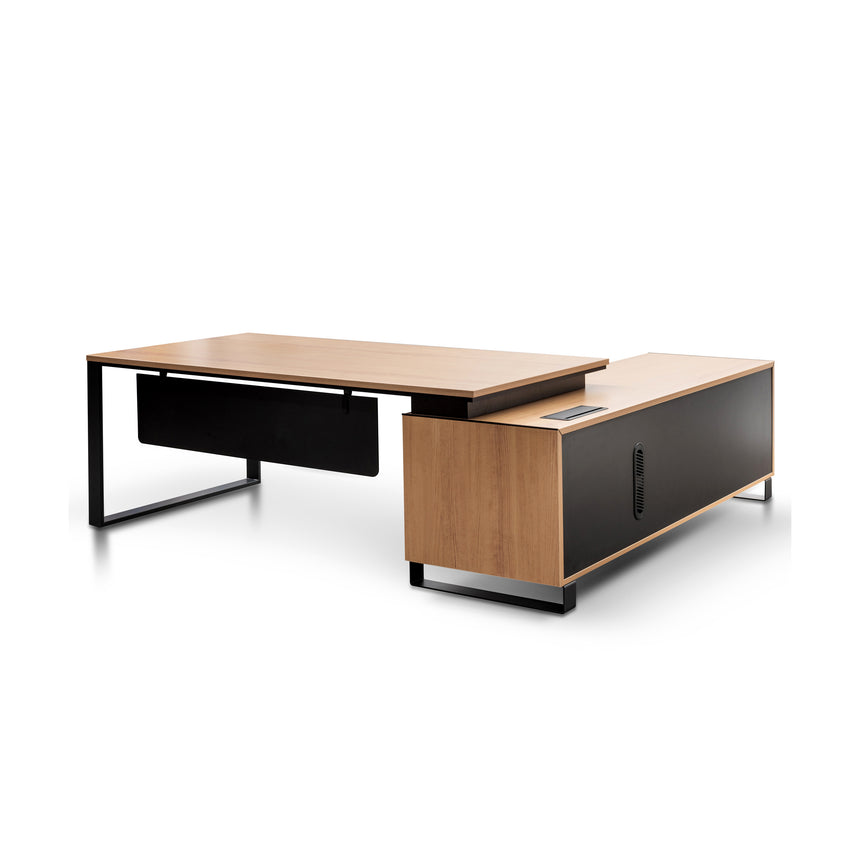 COT2861-SN 1.95m Executive Desk Right Return - Black Frame with Natural Top and Drawers