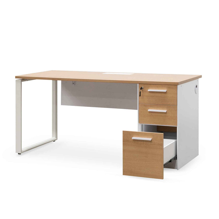 COT6541-SN 1 Seater Office Desk - Natural and White