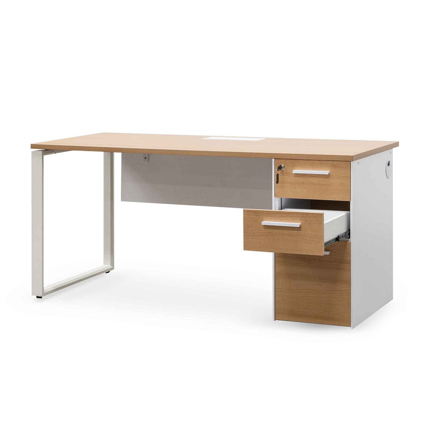 COT6541-SN 1 Seater Office Desk - Natural and White