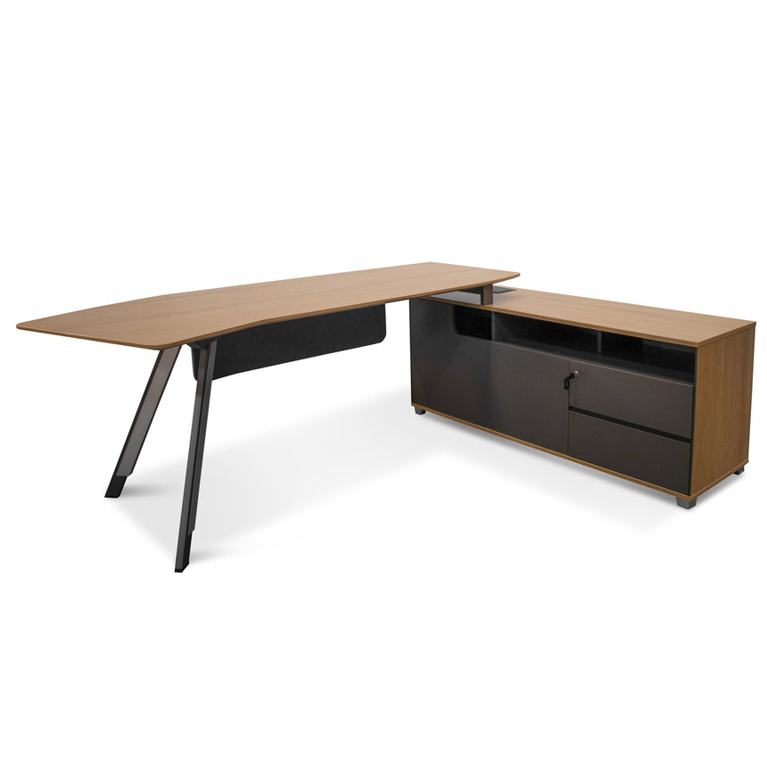 COT6945-SN 1.75m Left Return Natural Office Desk - Charcoal Base