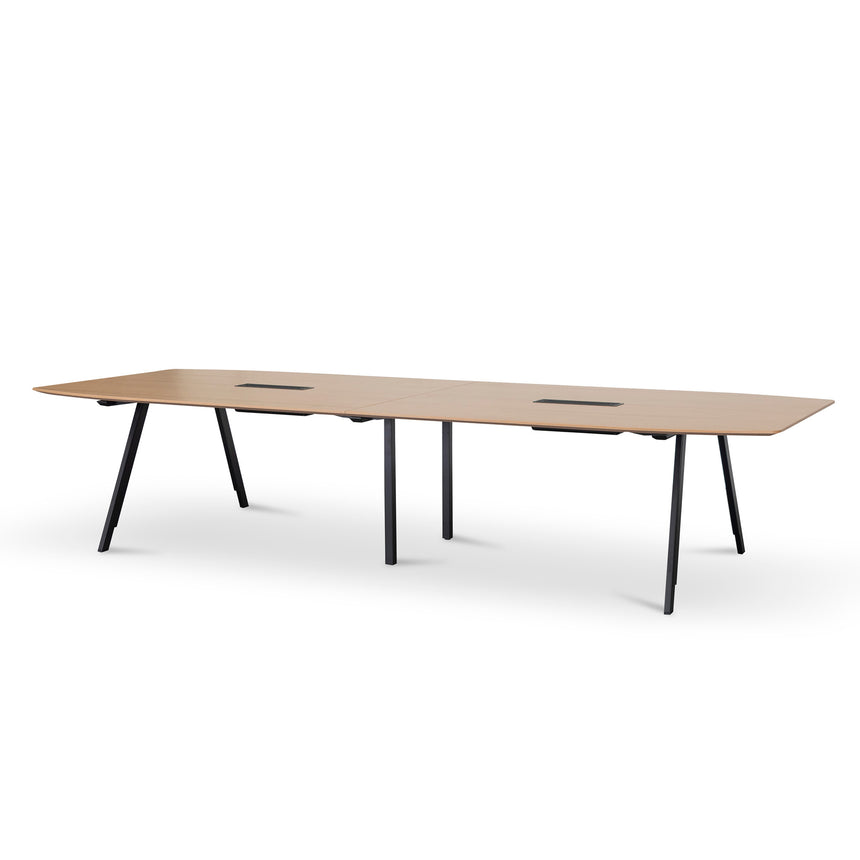 COT6644-SN Round Office Meeting Table - Natural with Black Base