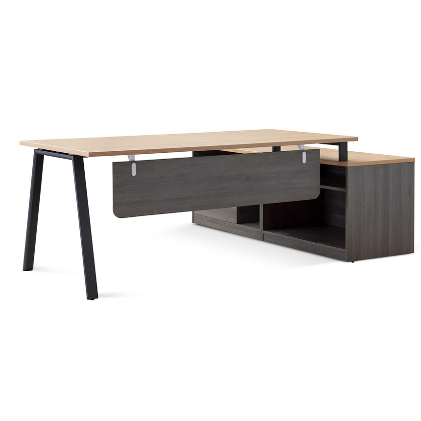 COT8127-SN 1.8m Left Return Office Desk - Black with Natural Top