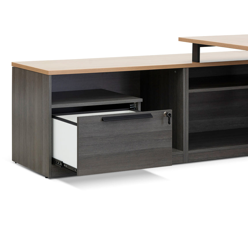 COT8127-SN 1.8m Left Return Office Desk - Black with Natural Top