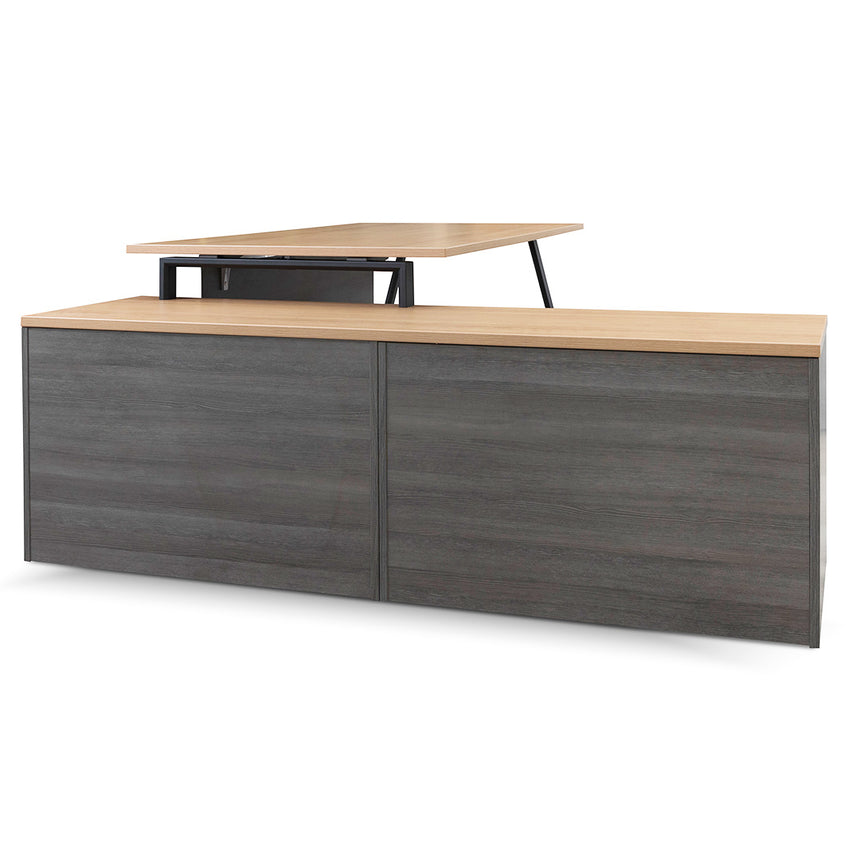 COT8127-SN 1.8m Left Return Office Desk - Black with Natural Top