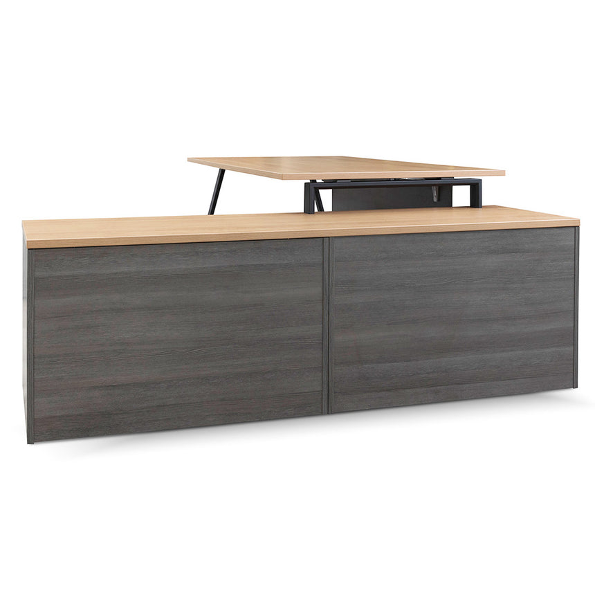 COT8128-SN 1.8m Right Return Office Desk - Black with Natural Top
