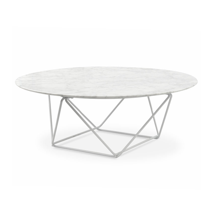 CCF8666-NI Travertine Marble 100cm Round Coffee Table - White Wash