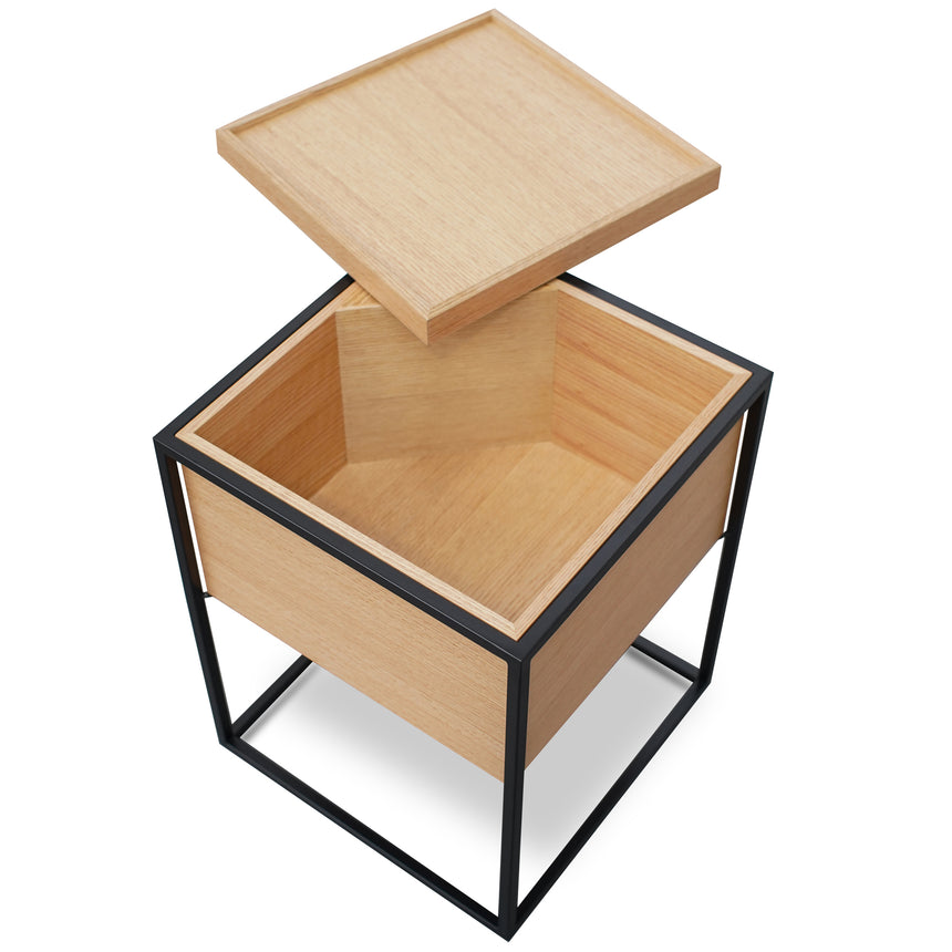 Ex Display - CST2203-IG Oak Side Table - Black Frame