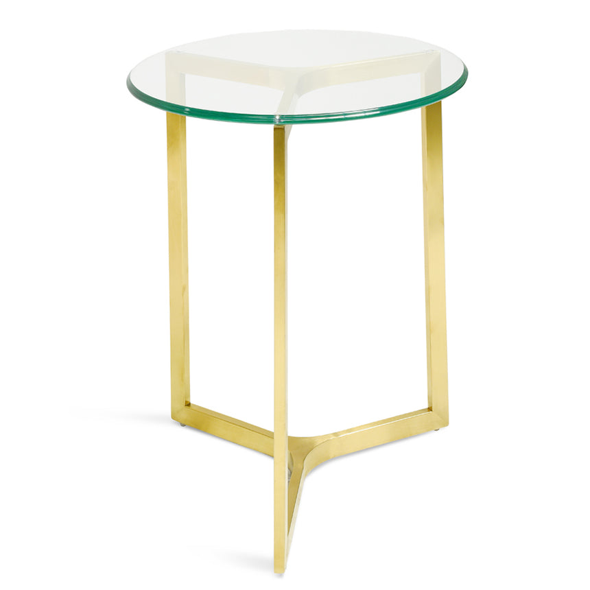 CST2356-KS Round Glass Side Table - Gold Base