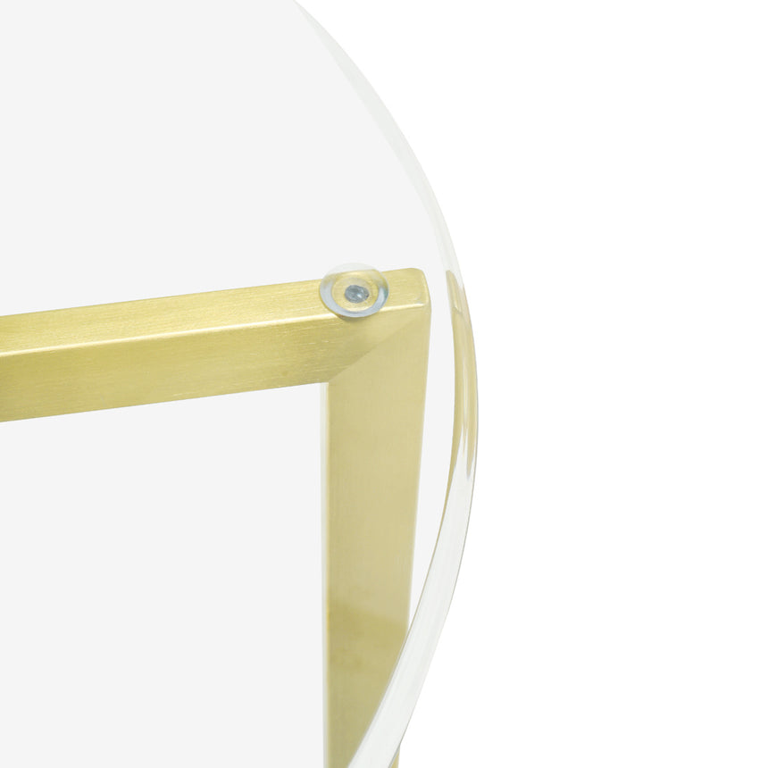 CST2356-KS Round Glass Side Table - Gold Base