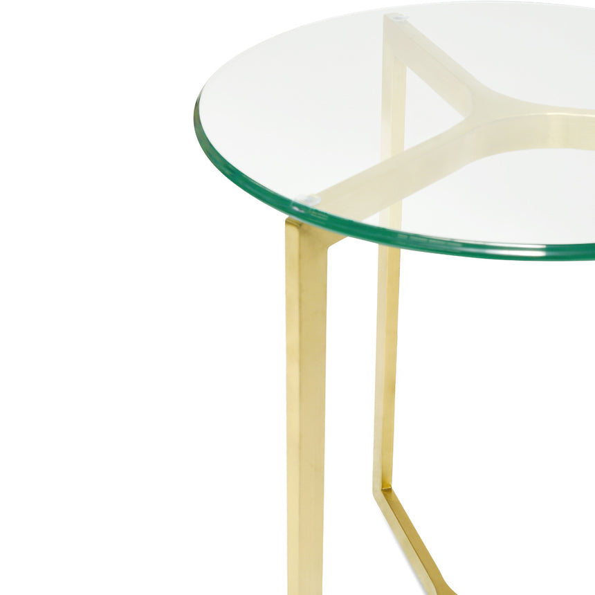 CST2356-KS Round Glass Side Table - Gold Base