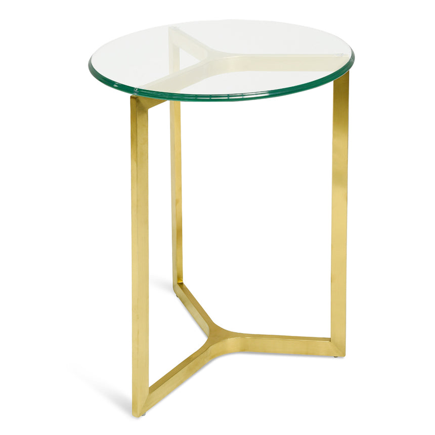 CCF2352-KS 85cm Glass Round Coffee Table - Gold Base