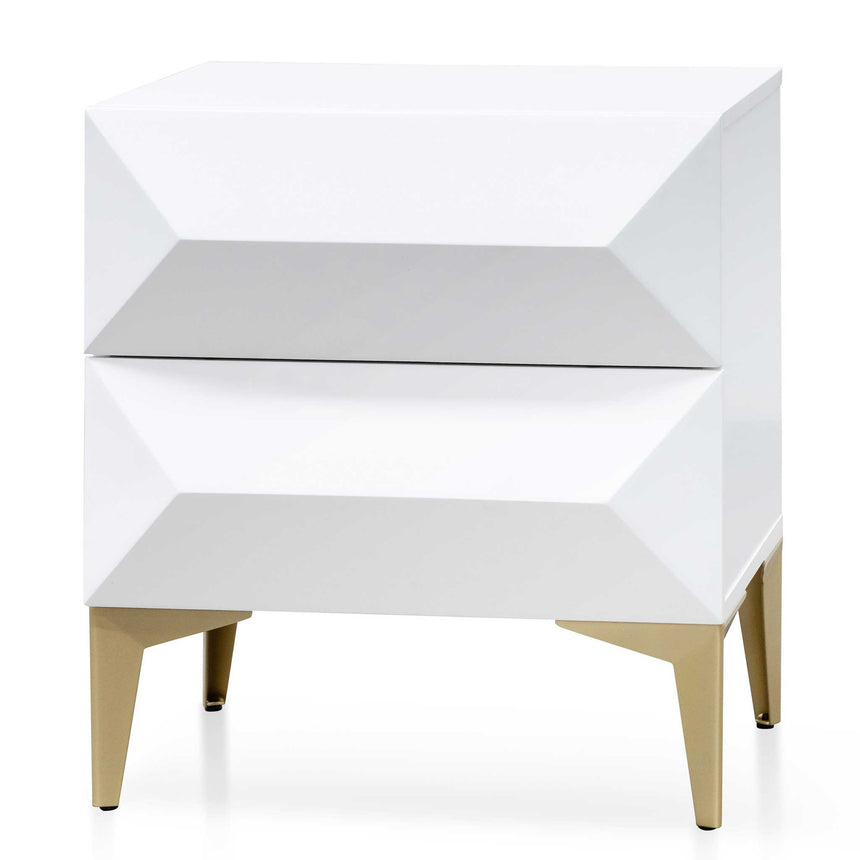 CST6410-IG Wooden Side Table - White with Gold Legs