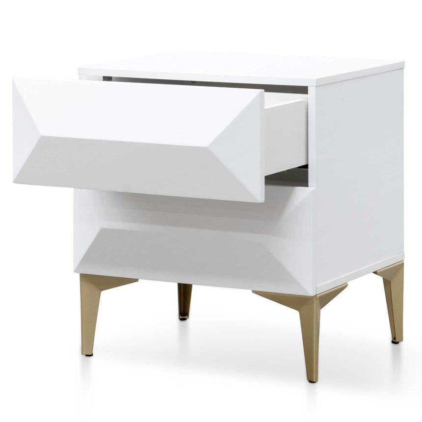 CST6410-IG Wooden Side Table - White with Gold Legs