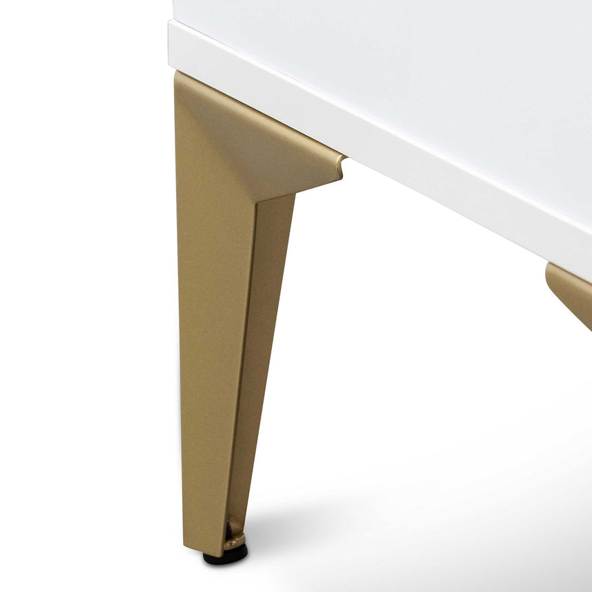 CST6410-IG Wooden Side Table - White with Gold Legs