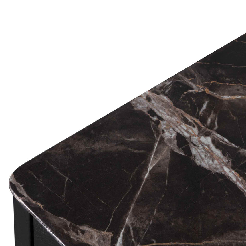 CST6529-CN Bedside Table - Black with Porcelain Marble Top