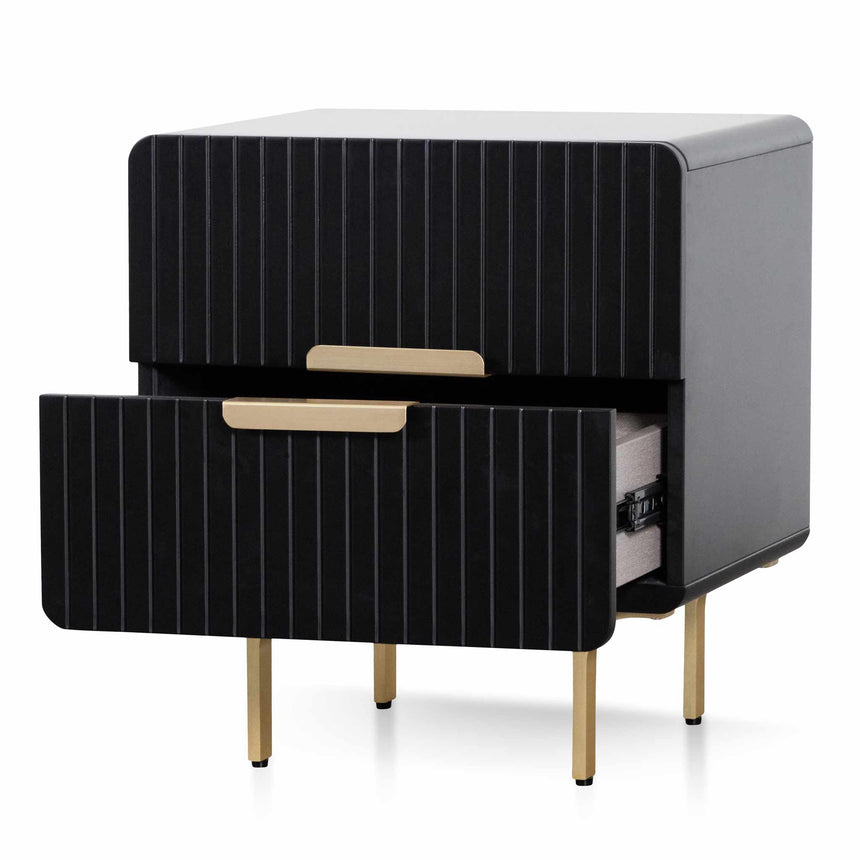 CST6735-IG Matte Black Bedside Table - Brass Legs and Handle