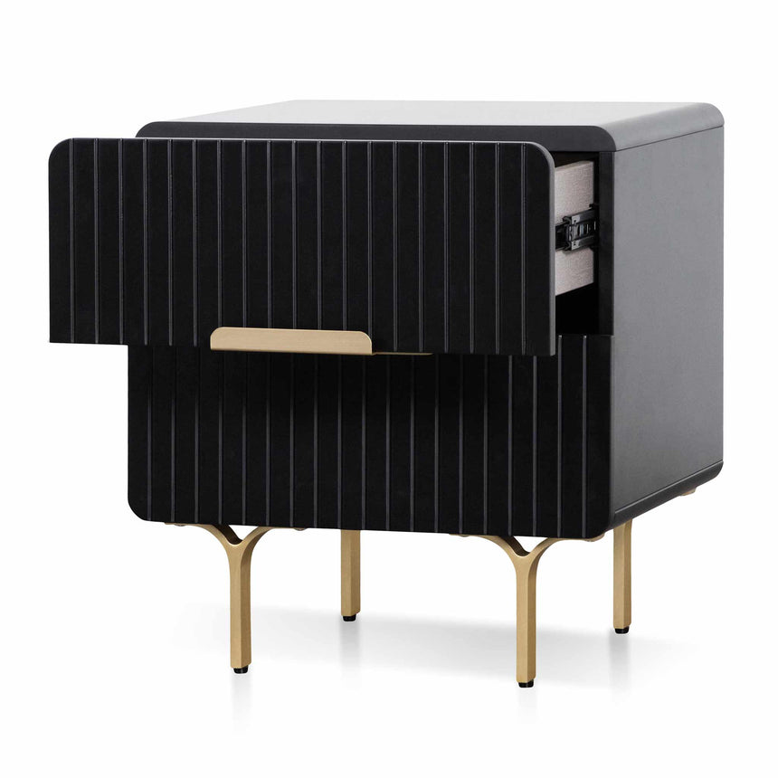CST6735-IG Matte Black Bedside Table - Brass Legs and Handle