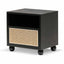 CST6773-KD Wooden Side Table with Rattan Front - Black