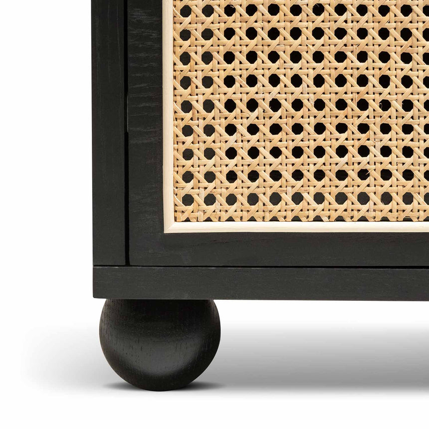 CST6773-KD Wooden Side Table with Rattan Front - Black