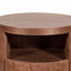 CST6787-BB Round Wooden Bedside Table With Drawer - Walnut