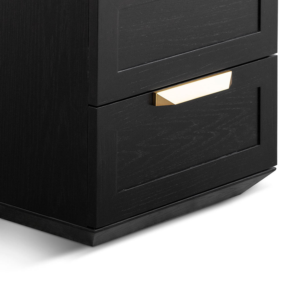 CST6863CN Bedside Table Black with Marbl... Calibre Furniture
