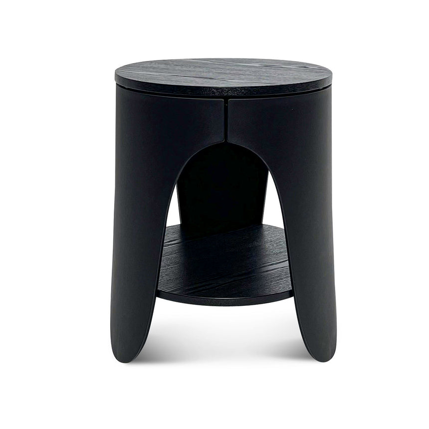 CST6773-KD Wooden Side Table with Rattan Front - Black
