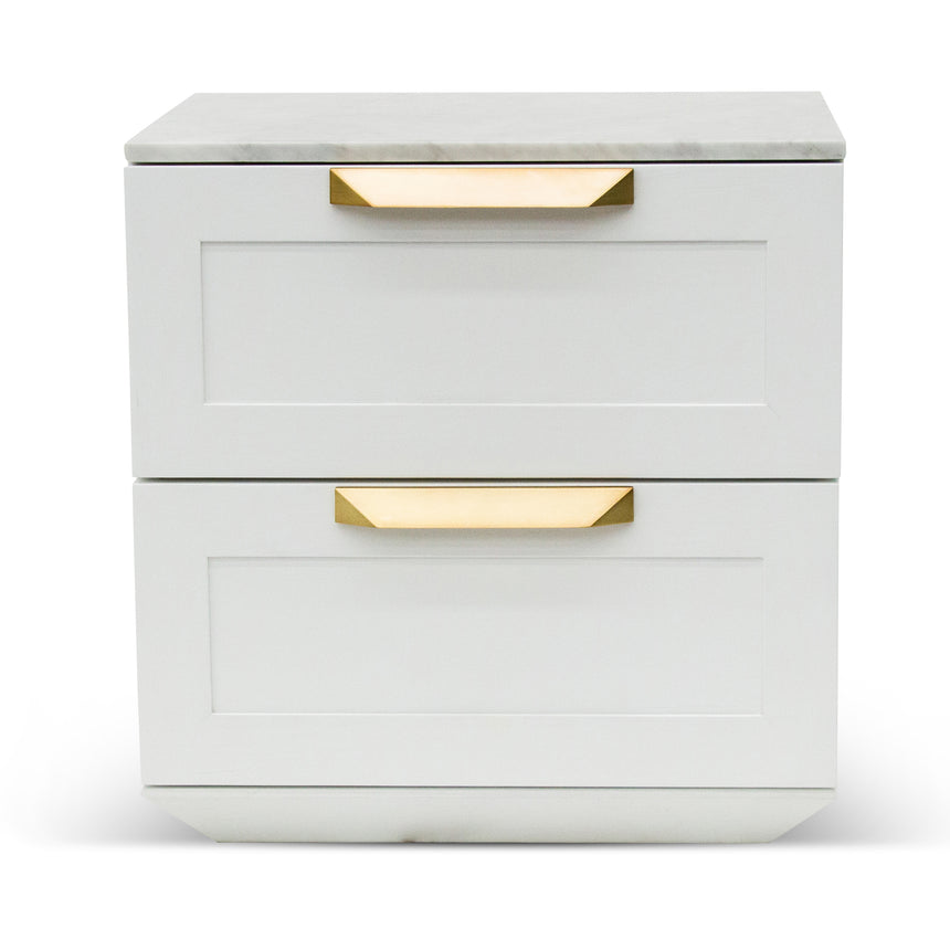 CST8236-CN Bedside Table - White with Marble Top