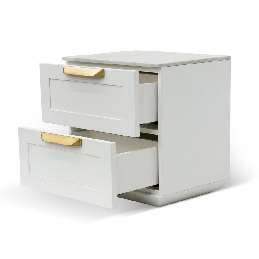 CST8236-CN Bedside Table - White with Marble Top