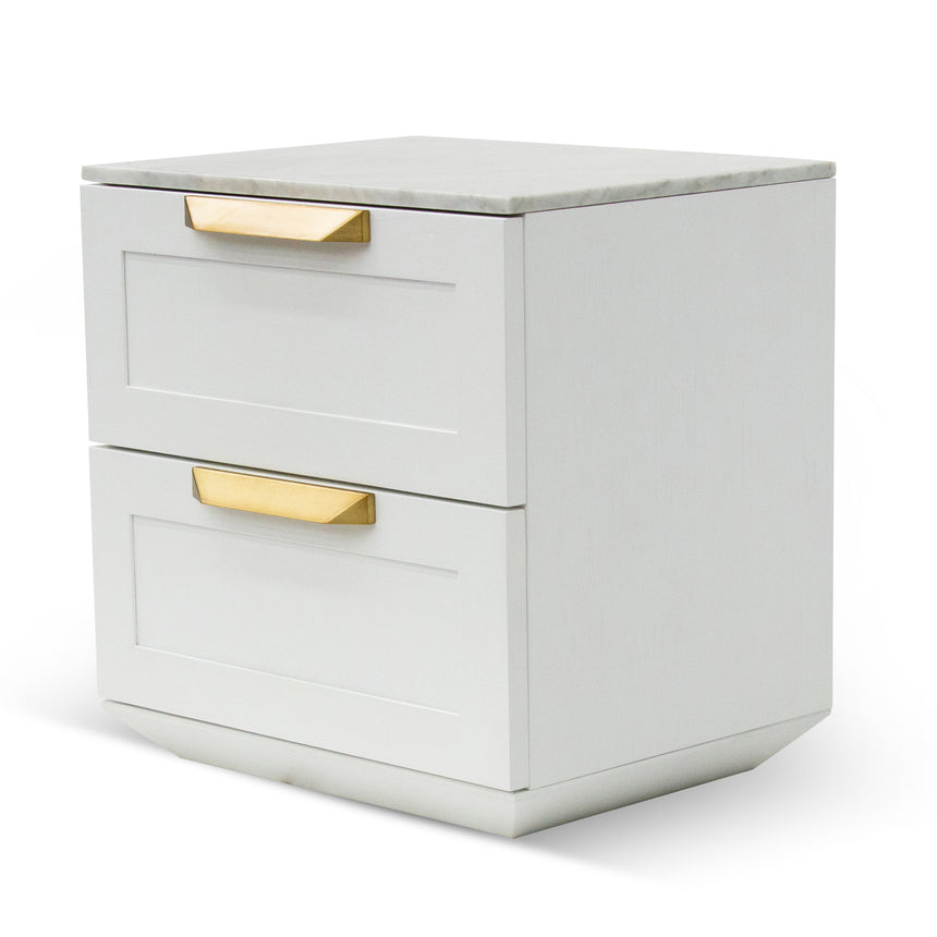 CST8236-CN Bedside Table - White with Marble Top