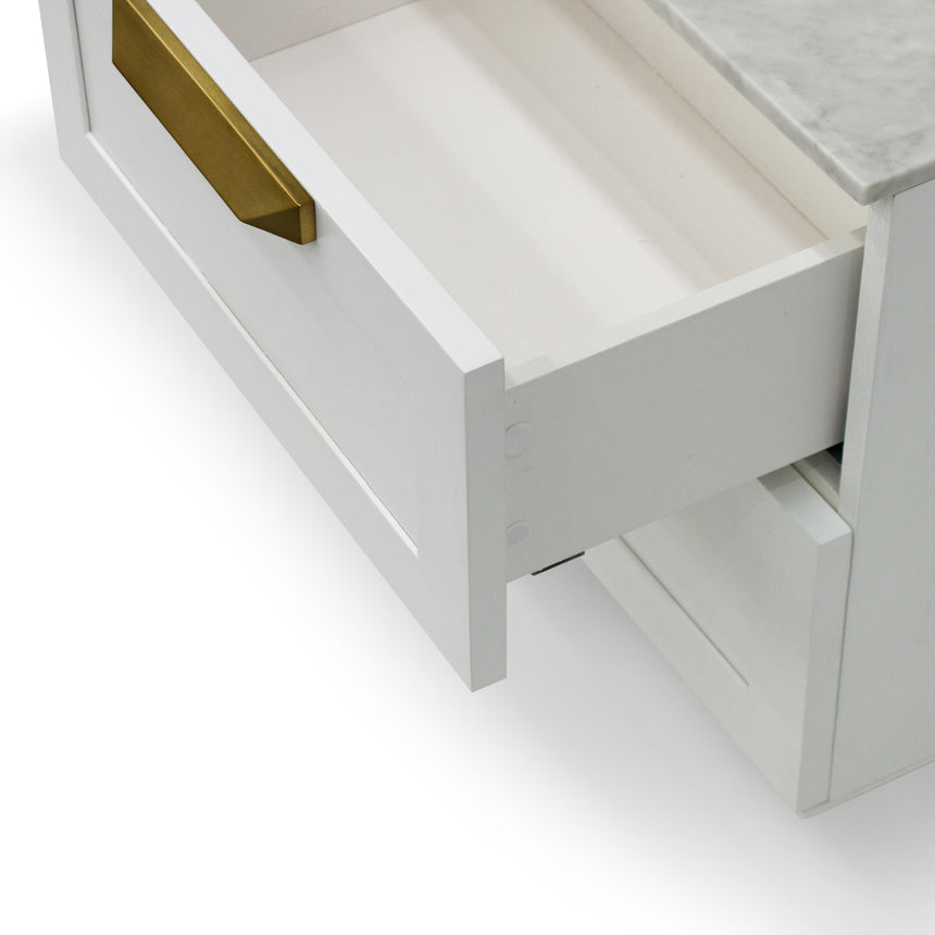 CST8236-CN Bedside Table - White with Marble Top