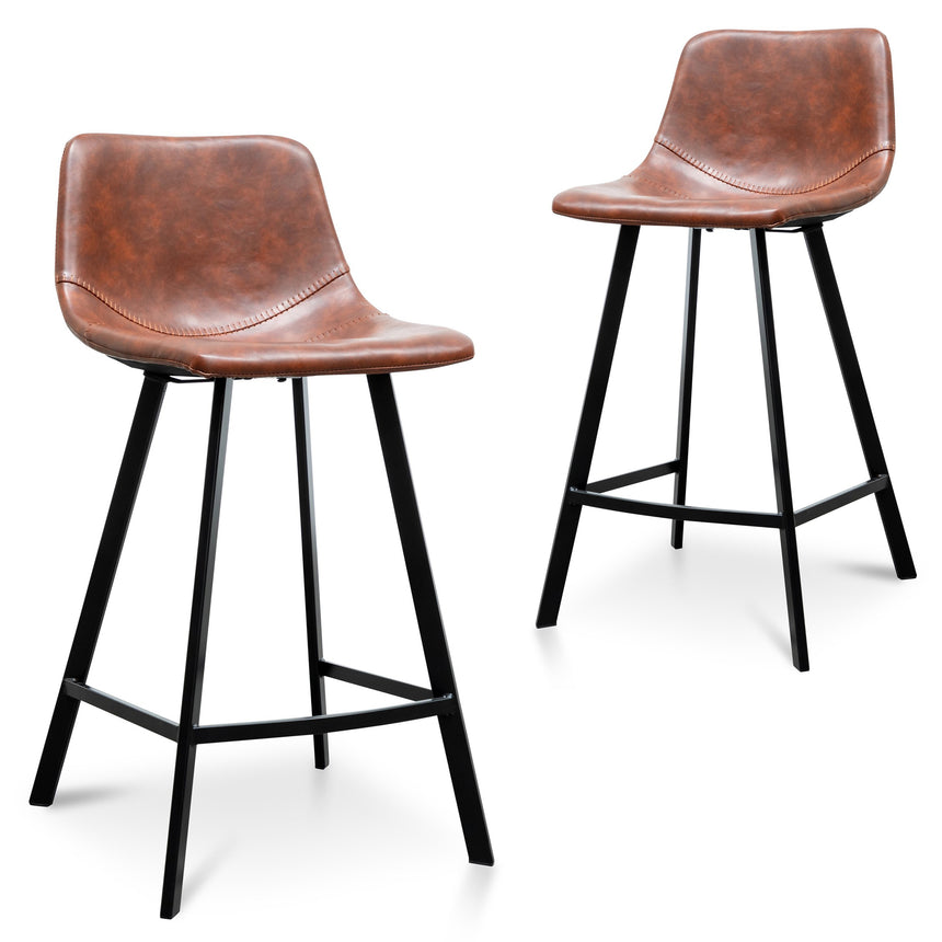 CBS6219-SE 80cm Bar Stool - Cinnamon Brown PU Leather (Set of 2)