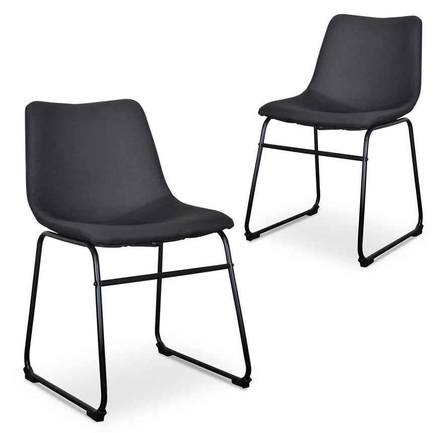 CDC8168-FH Fabric Dining Chair - Charcoal Grey (Set of 2)