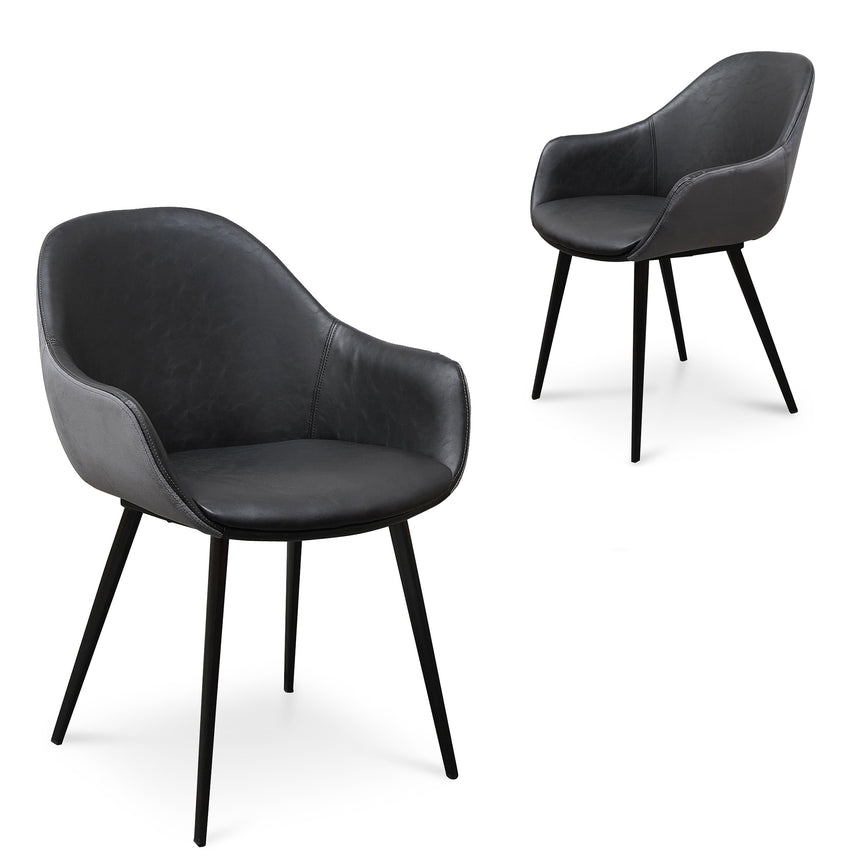 CDC6571-ST Dining Chair - Grey Velvet in Black Legs (Set of 2)