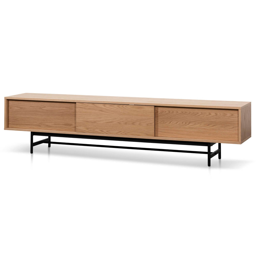 CTV6736-IG Matte Black TV Entertainment Unit - Brass Legs and Handle