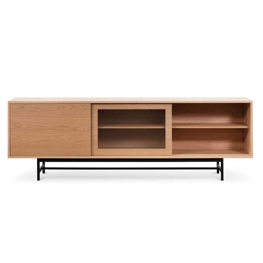 CTV6634-KD 2.1m Wooden Entertainment TV Unit - Natural with Flute Glass Door